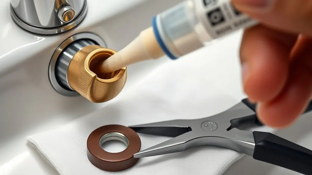 lubricate and install washer