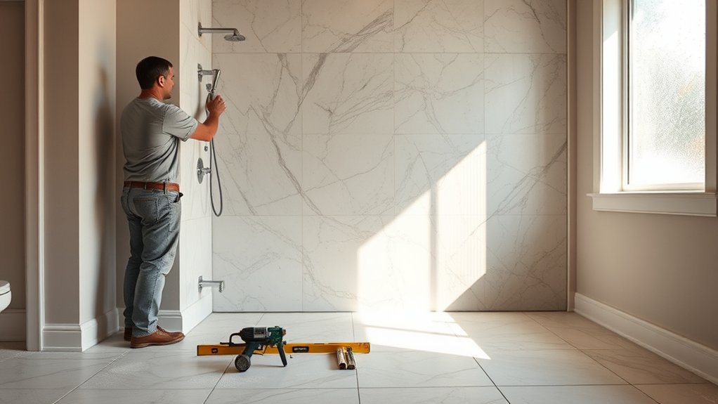 meticulous shower installation process